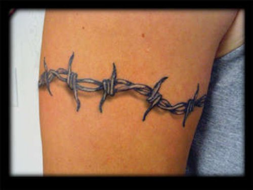 Awesome Grey Ink Barbed Wire Tattoo On Right Half Sleeve